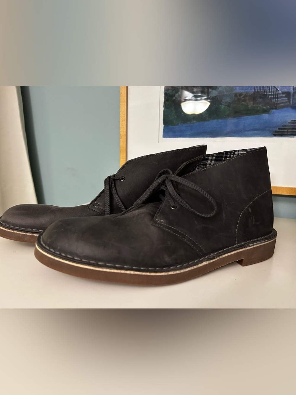 Clarks Men’s Grey Leather Chukka Boots